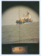 a tanker seen through a periscope