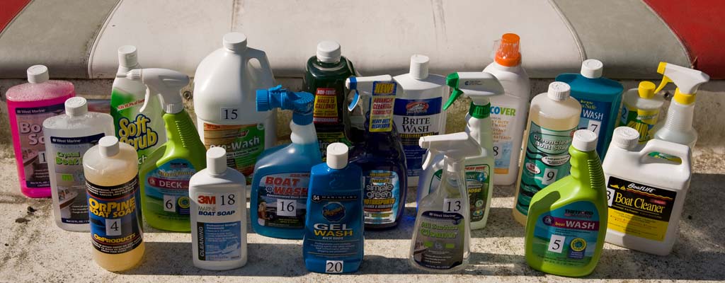 various boat cleaning products