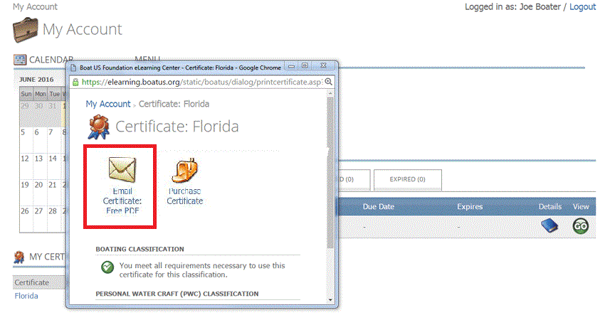 Print your certificate of completion from your My Account screen.