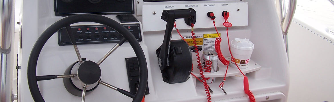 a center console helm with multiple kill switches