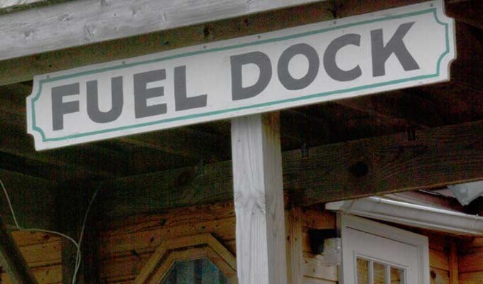 a fuel dock sign