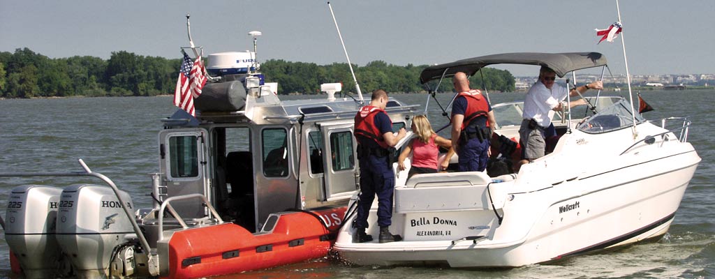 US Coast Guard inspects a boat