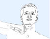 Hand signal for cut motor, stop the boat: Slashing motion over the neck
